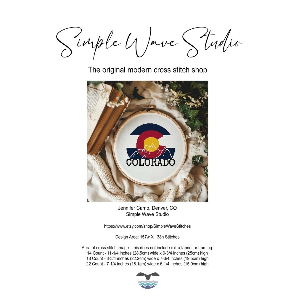 Colorado Flag Mountains‎ Counted Cross Stitch Pattern KIT